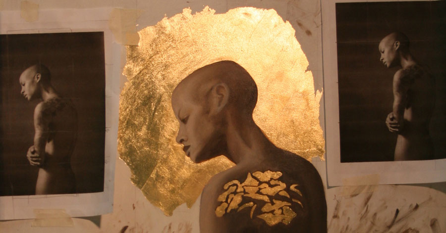 painting session, gold leaf in painting – february 22, 2014